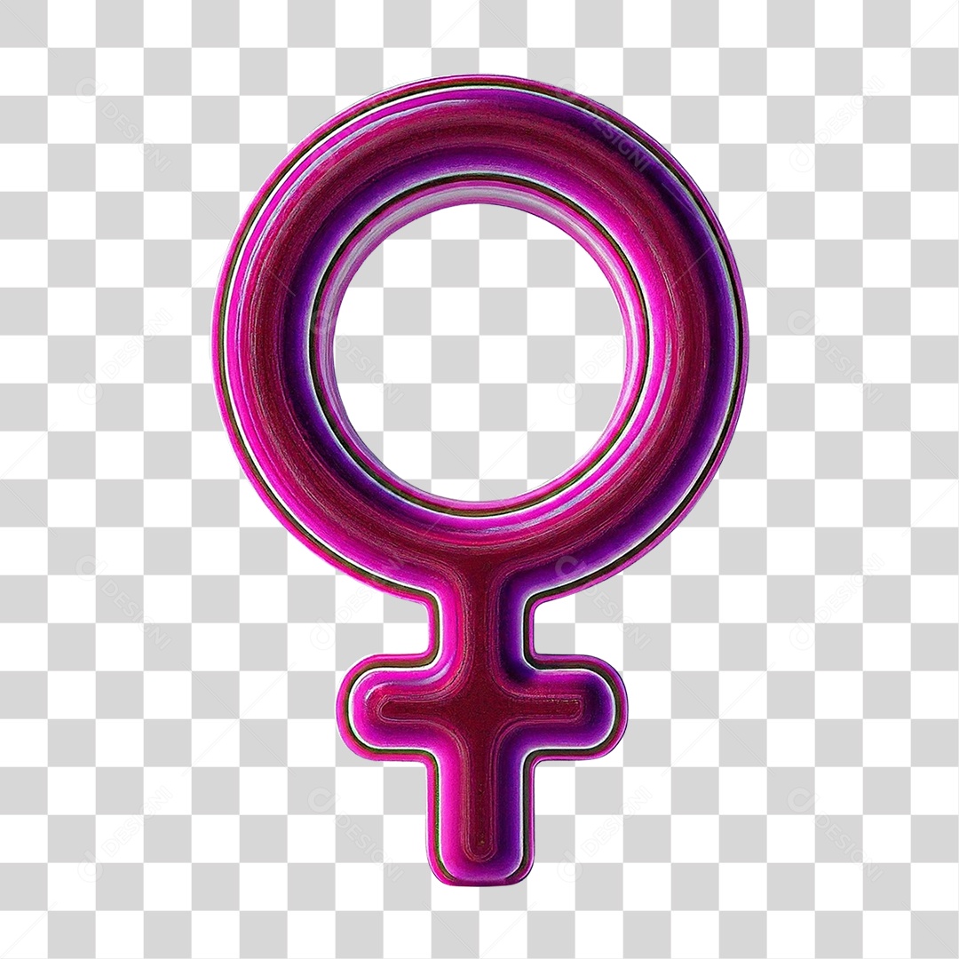 Símbolo Rosa 3D Feminino Cruz PNG Transparente