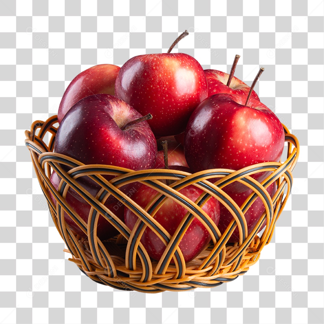 Cesta com Frutas Maçãs PNG Transparente