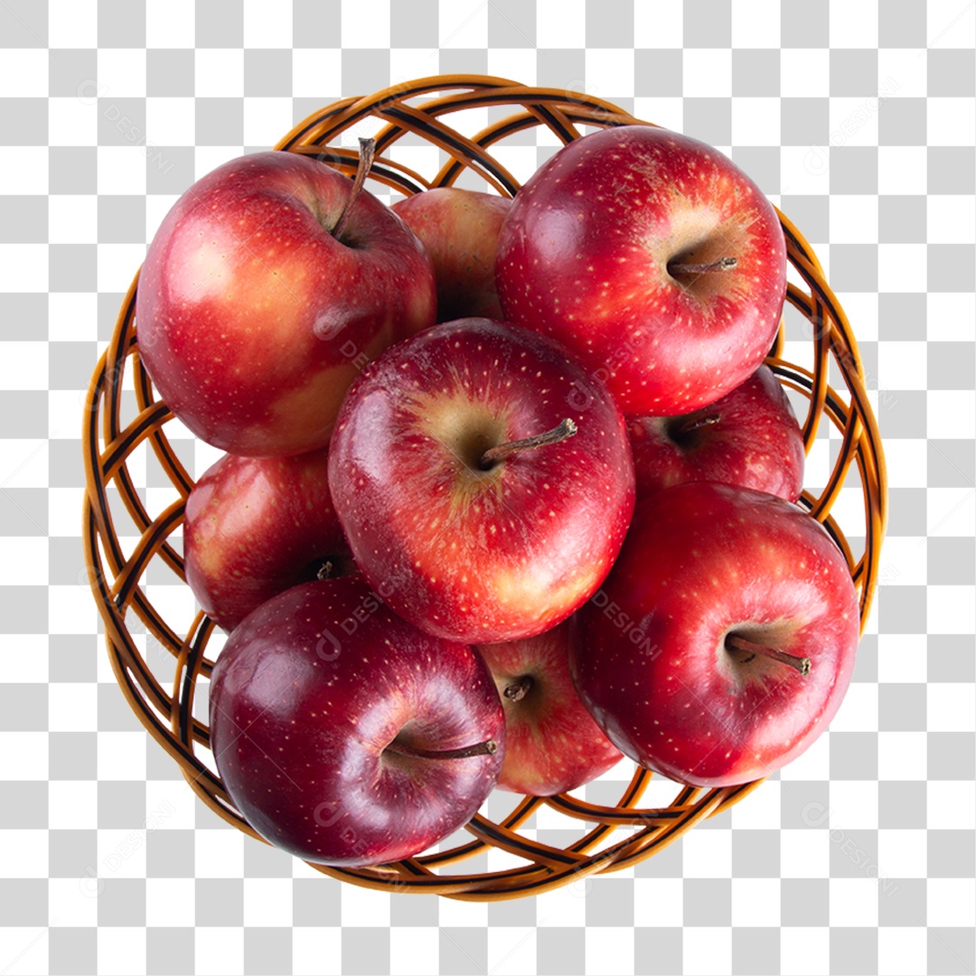 Cesta com Frutas Maçãs PNG Transparente