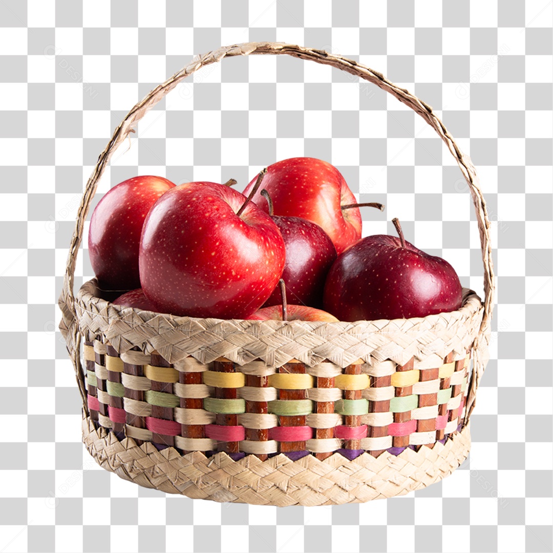 Cesta com Frutas Maçãs PNG Transparente