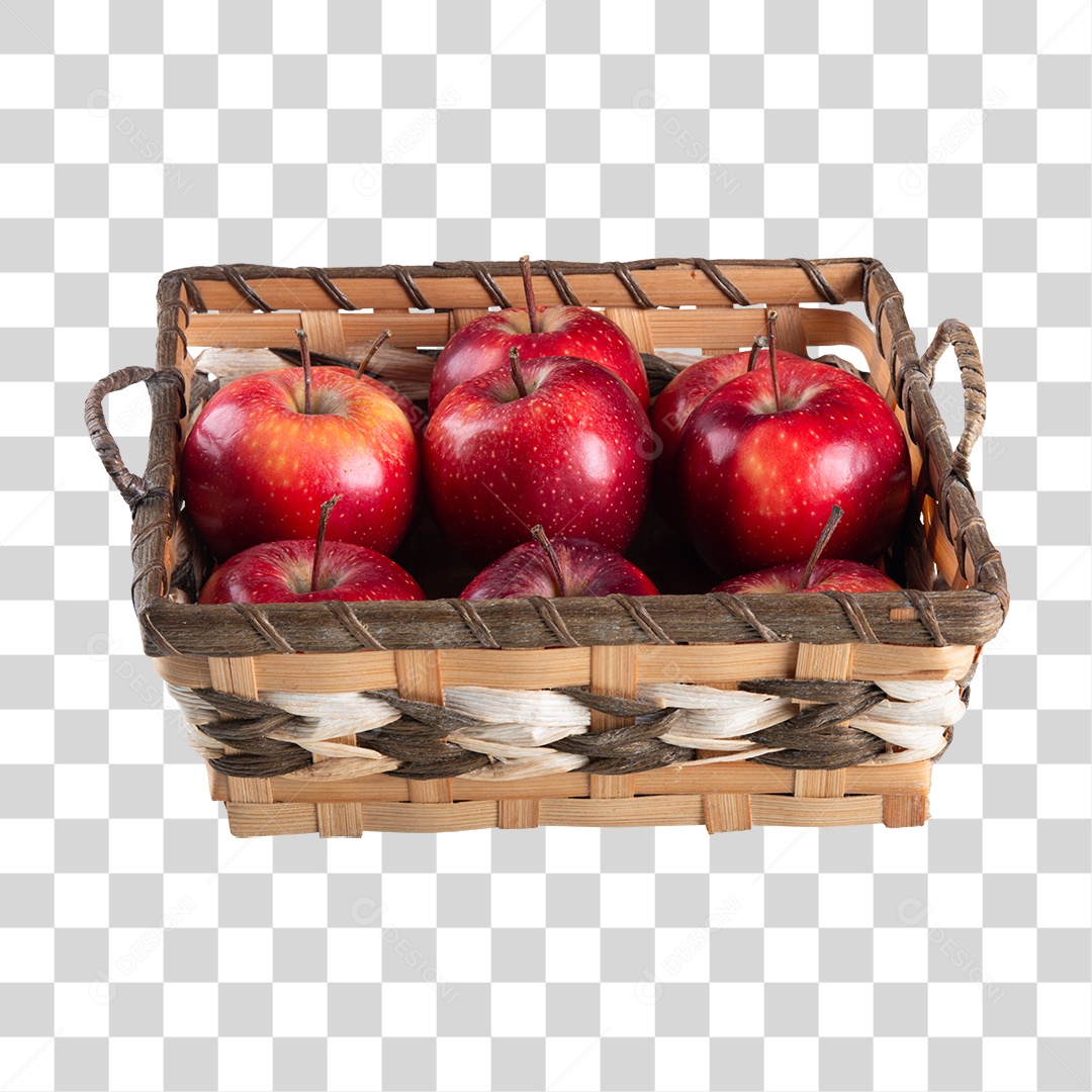 Cesta com Frutas Maçãs PNG Transparente