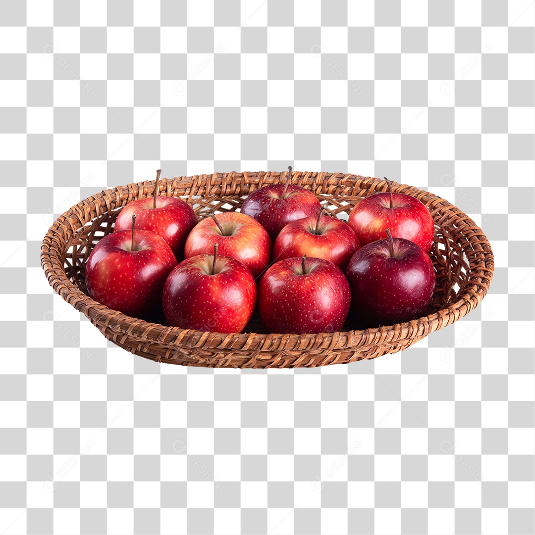 Cesta com Frutas Maçãs PNG Transparente
