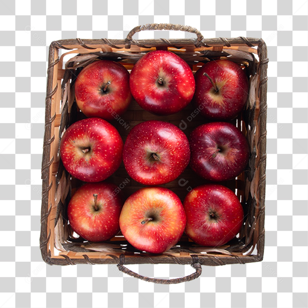 Cesta com Frutas Maçãs PNG Transparente
