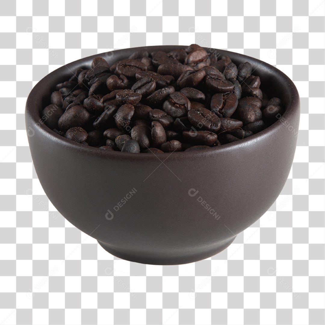 Vasilha com Grãos de Café PNG Transparente