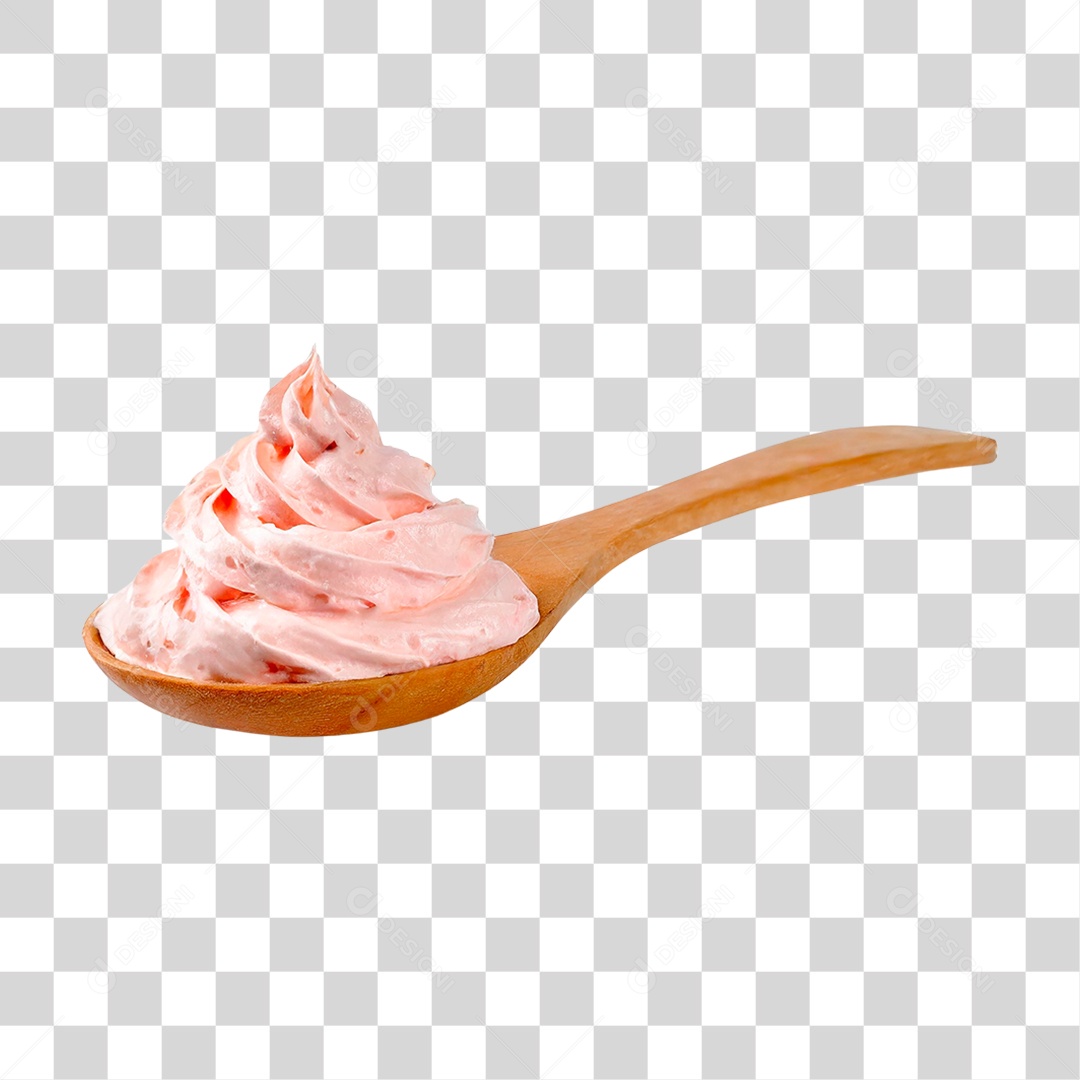 Colher com Chantilly Rosa PNG Transparente