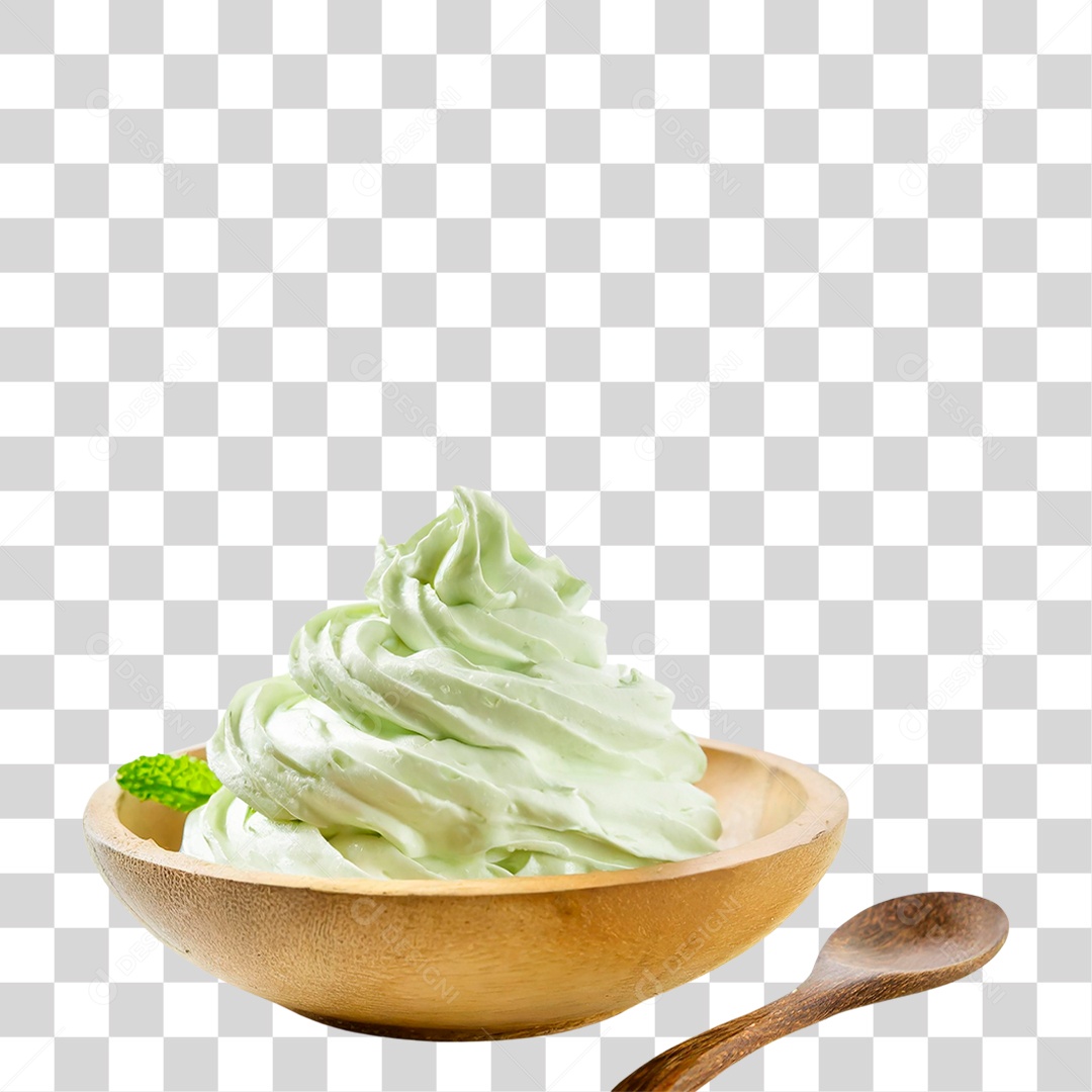 Tigela com Sorvete de Hortelã PNG Transparente