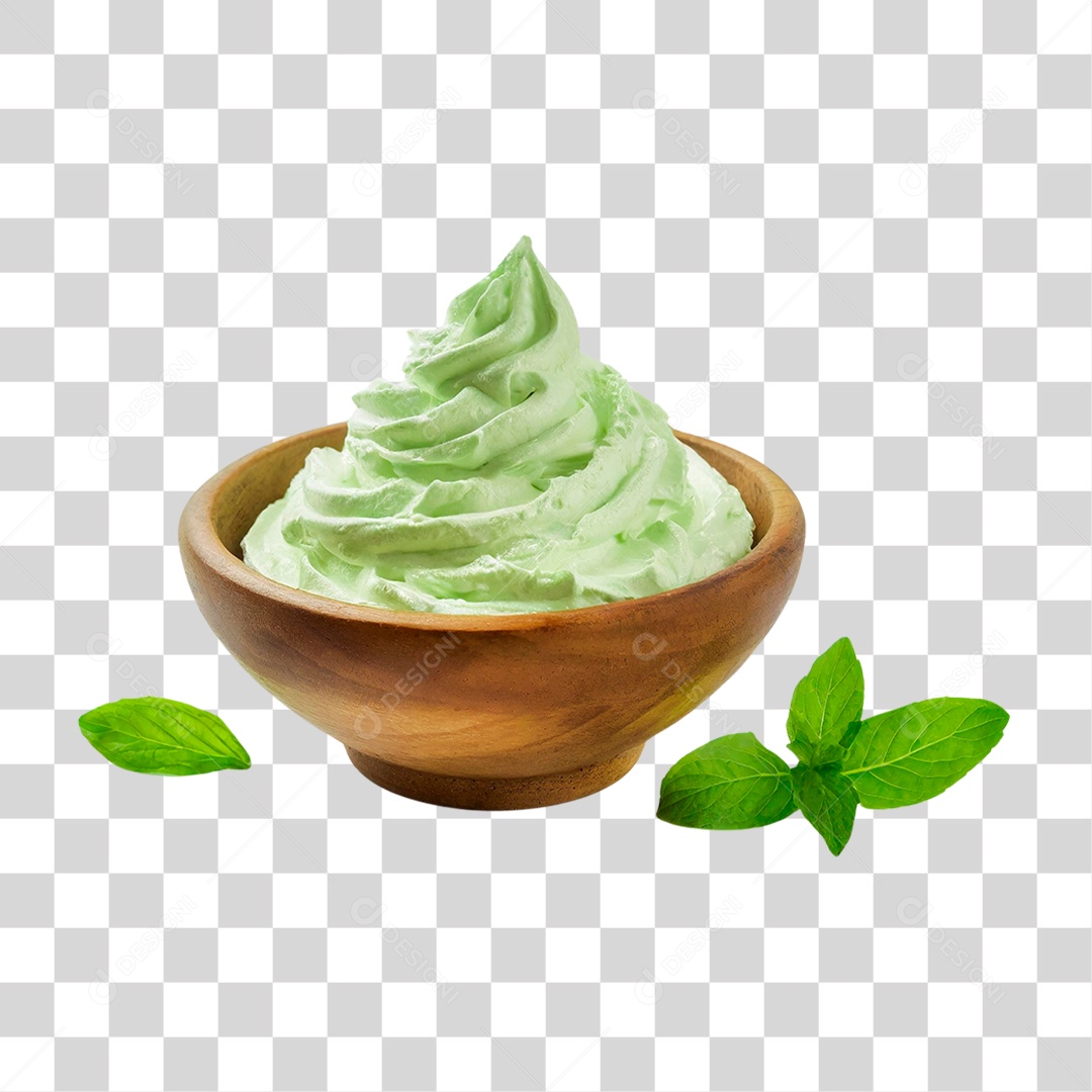 Tigela com Sorvete de Hortelã PNG Transparente