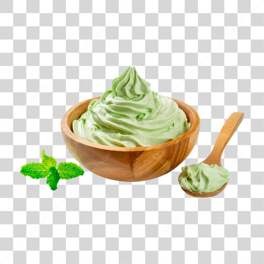 Tigela com Sorvete de Hortelã PNG Transparente