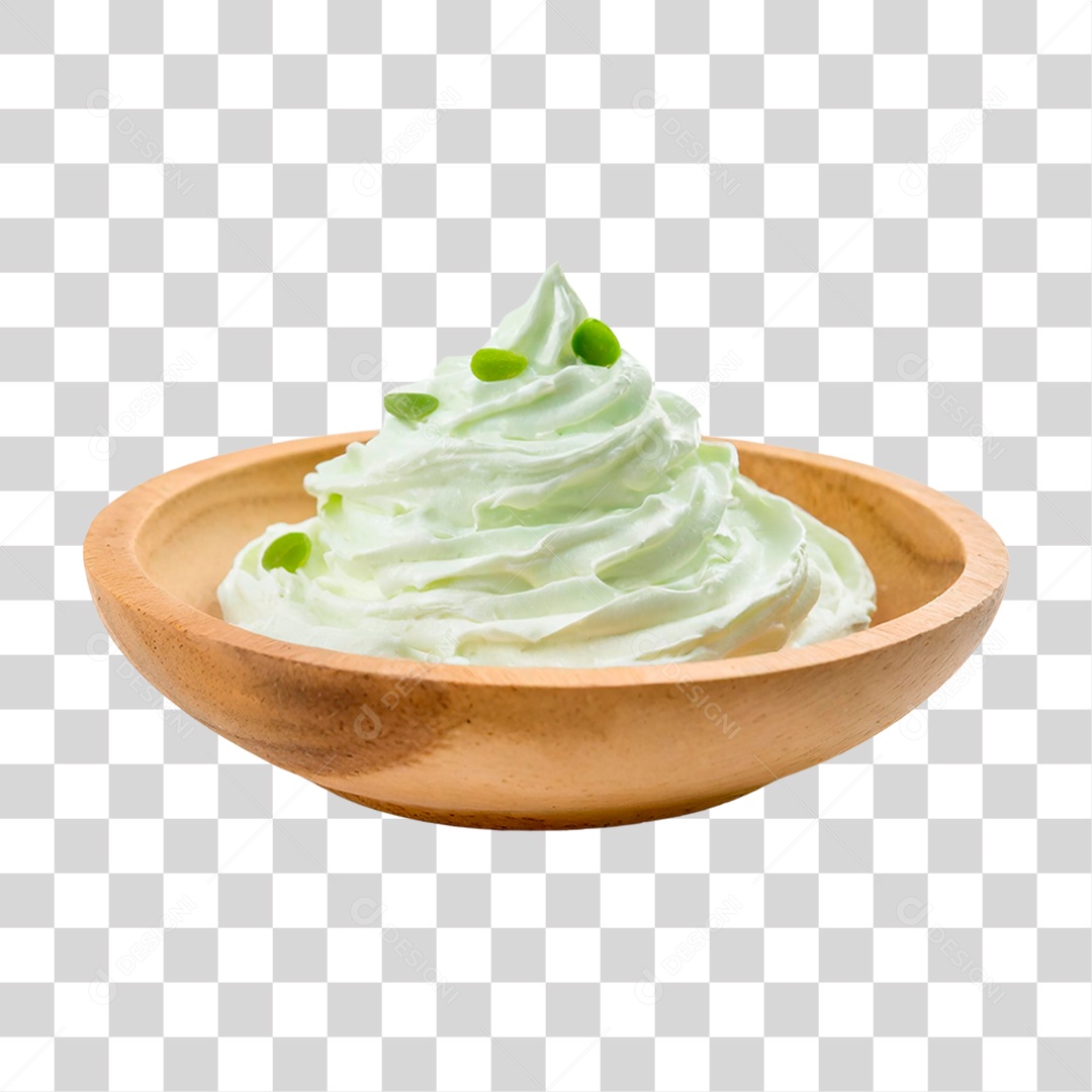 Tigela com Sorvete de Hortelã PNG Transparente