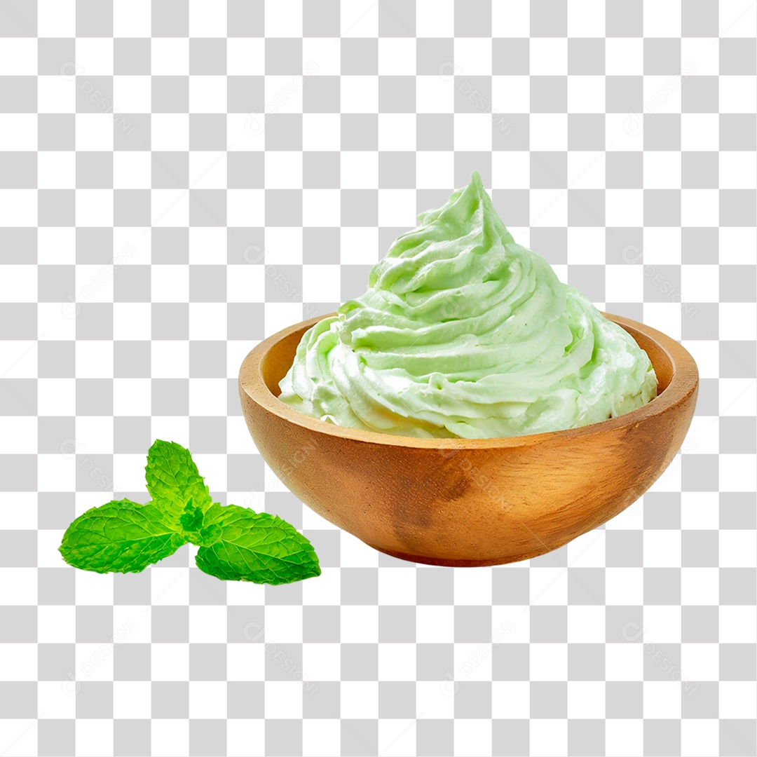 Tigela com Sorvete de Hortelã PNG Transparente