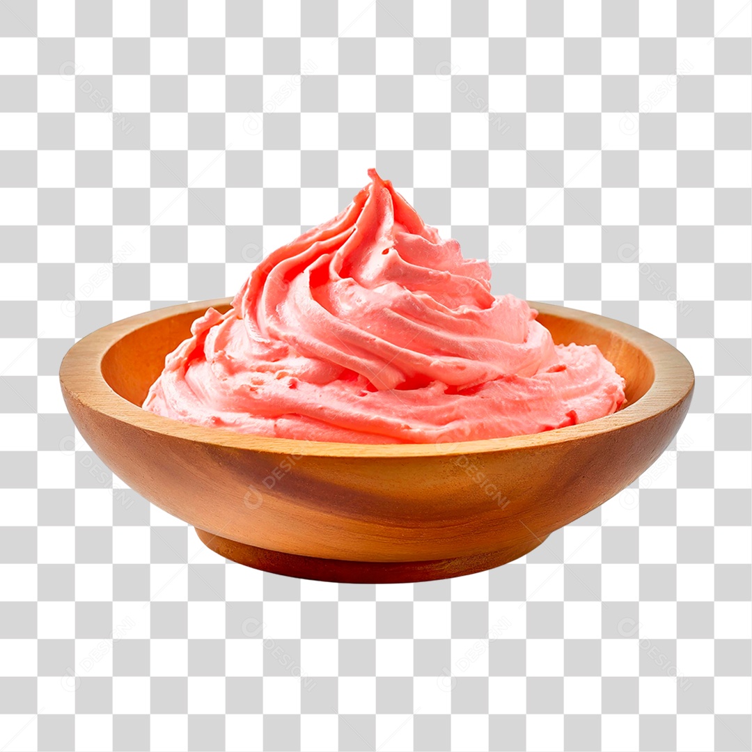 Tigela com Sorvete de Morango PNG Transparente