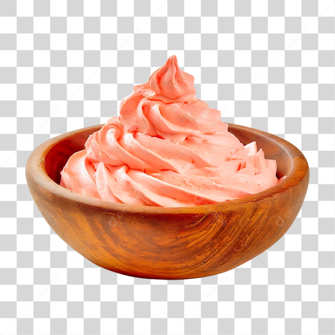 Tigela com Sorvete de Morango PNG Transparente