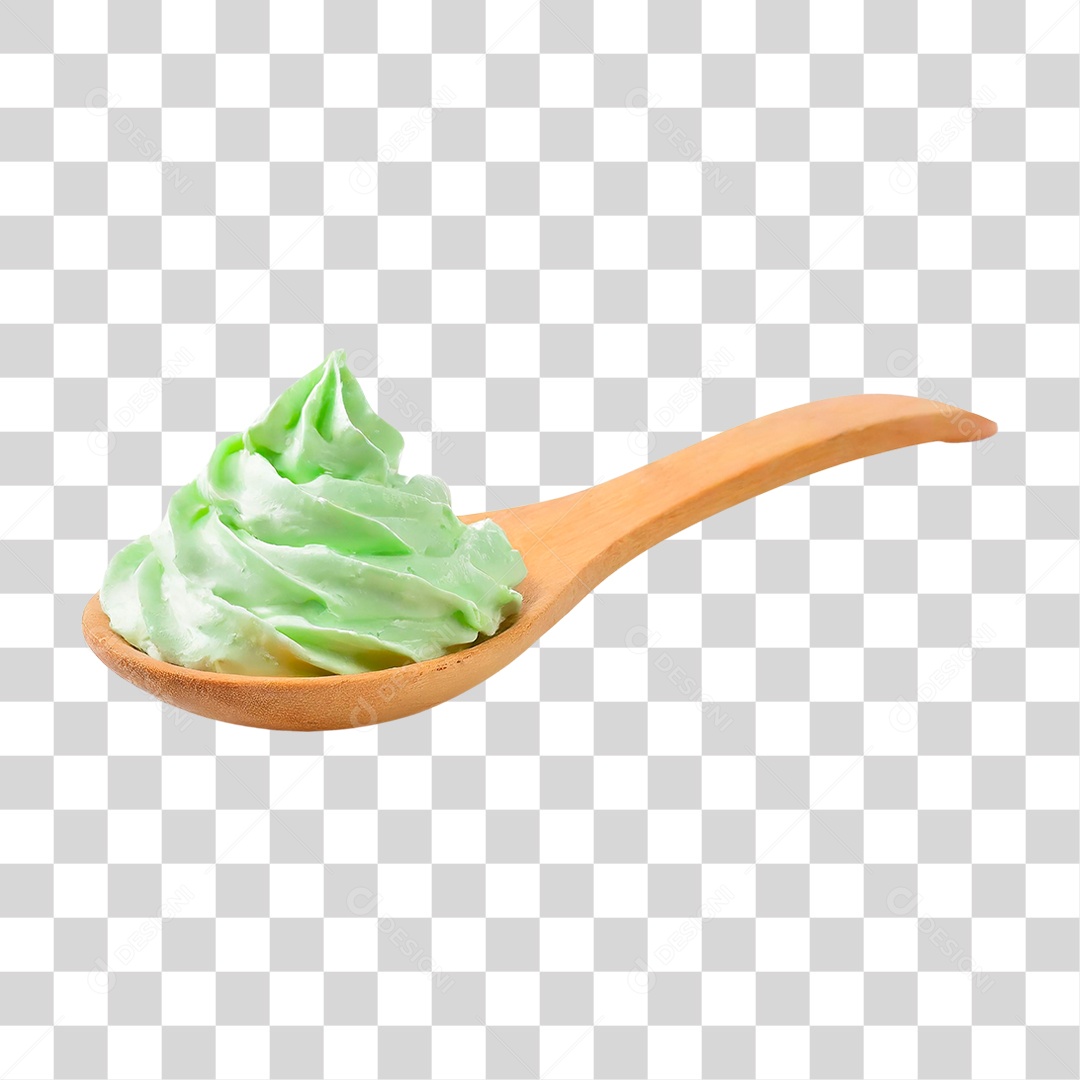 Colher com Chantilly Verde PNG Transparente