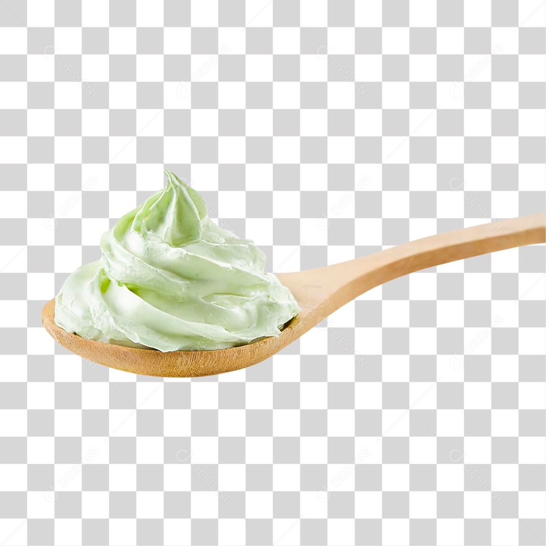 Colher com Chantilly Verde PNG Transparente