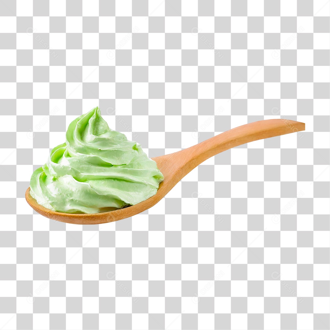 Colher com Chantilly Verde PNG Transparente