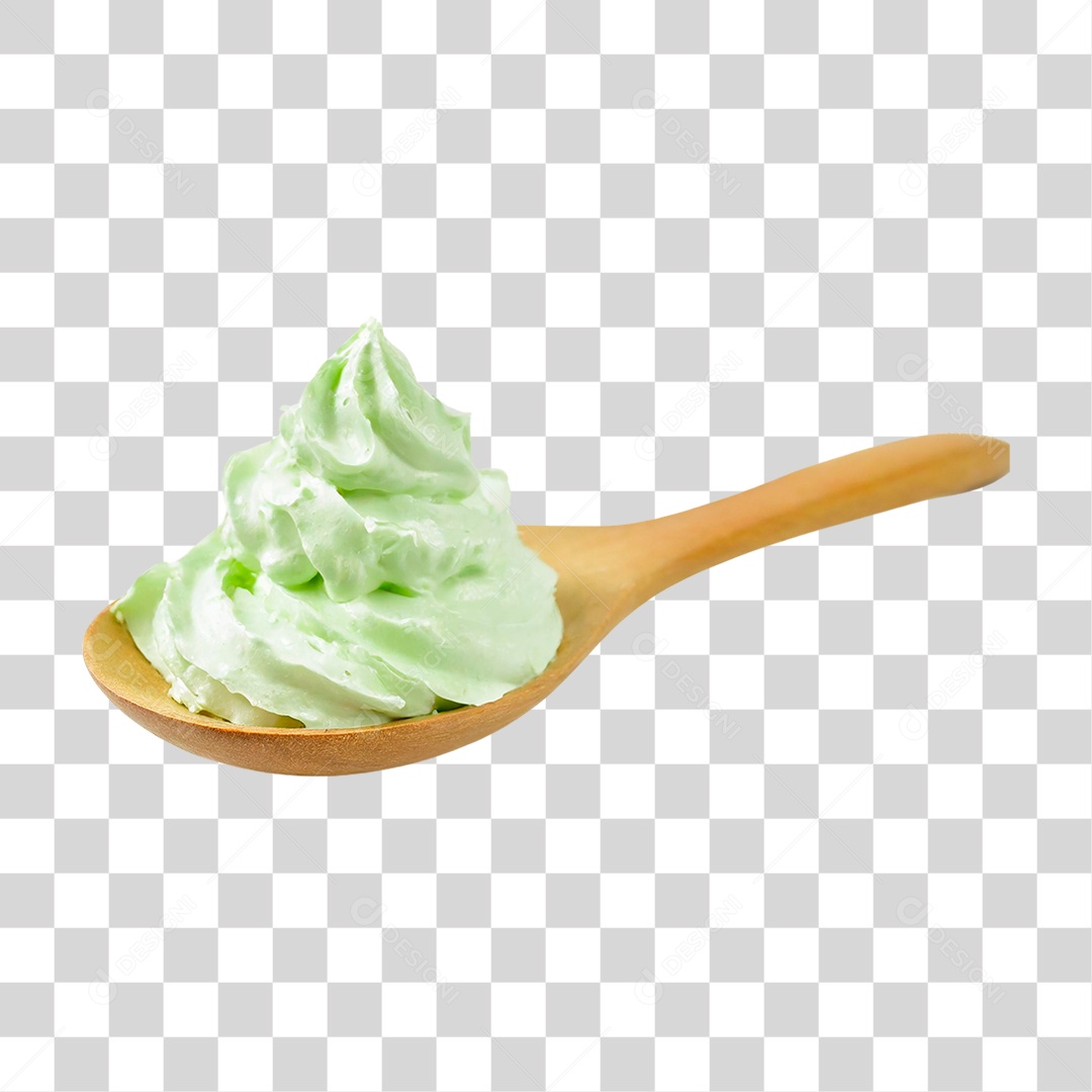 Colher com Chantilly Verde PNG Transparente