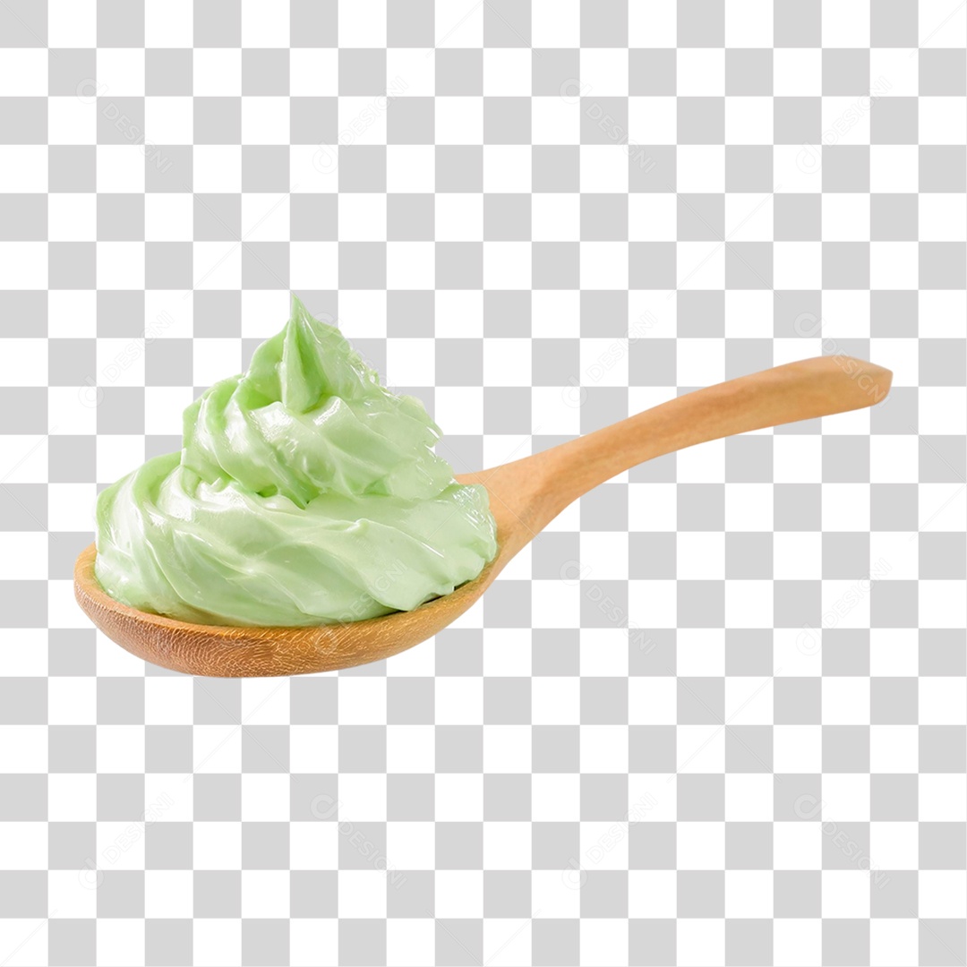 Colher com Chantilly Verde PNG Transparente