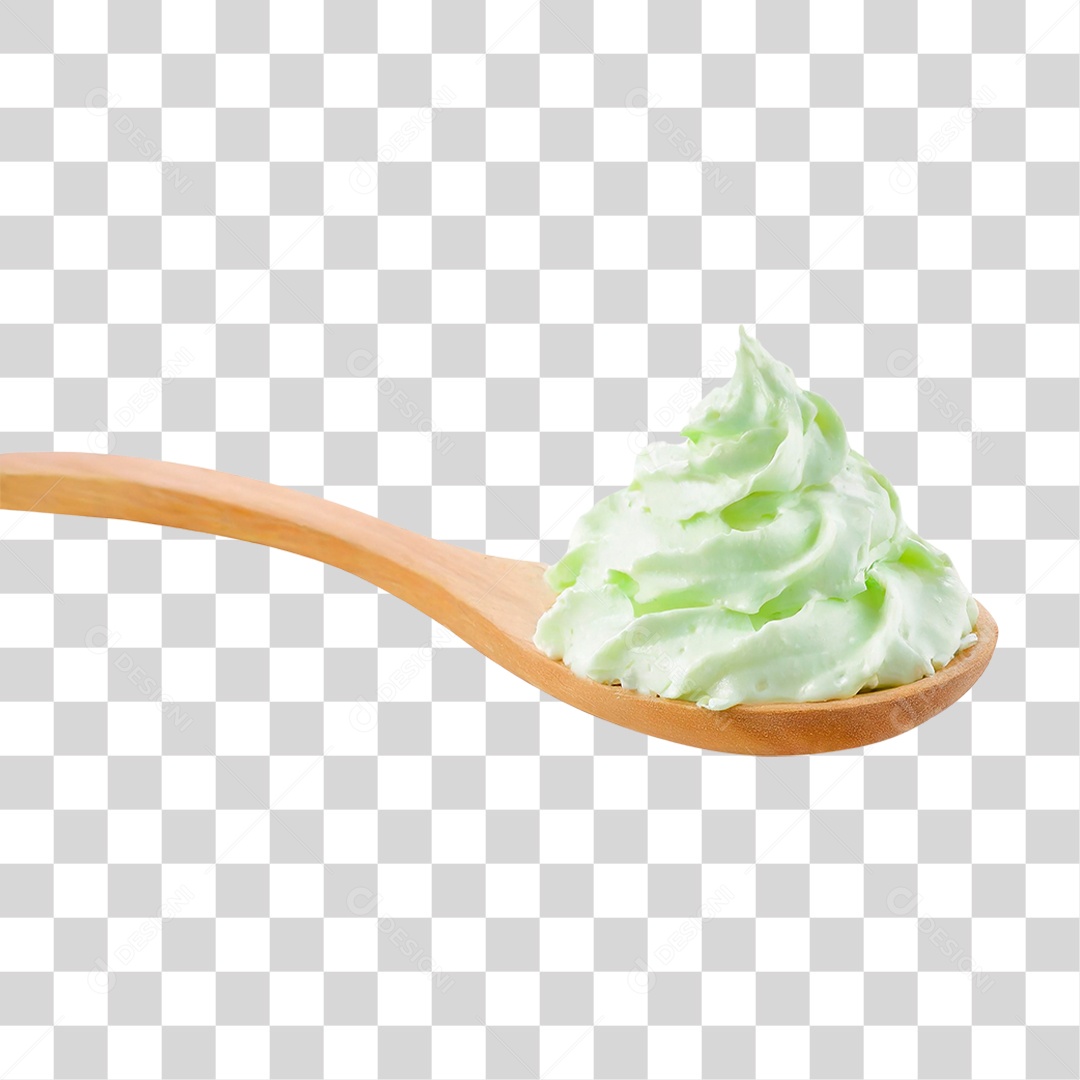 Colher com Chantilly Verde PNG Transparente