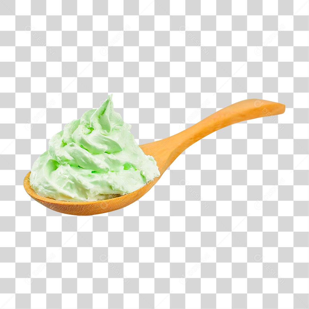 Colher com Chantilly Verde PNG Transparente