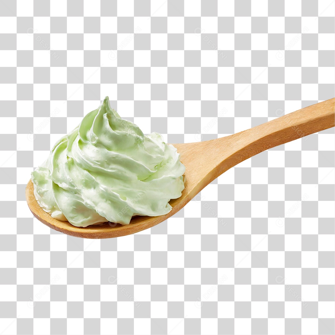 Colher com Chantilly Verde PNG Transparente