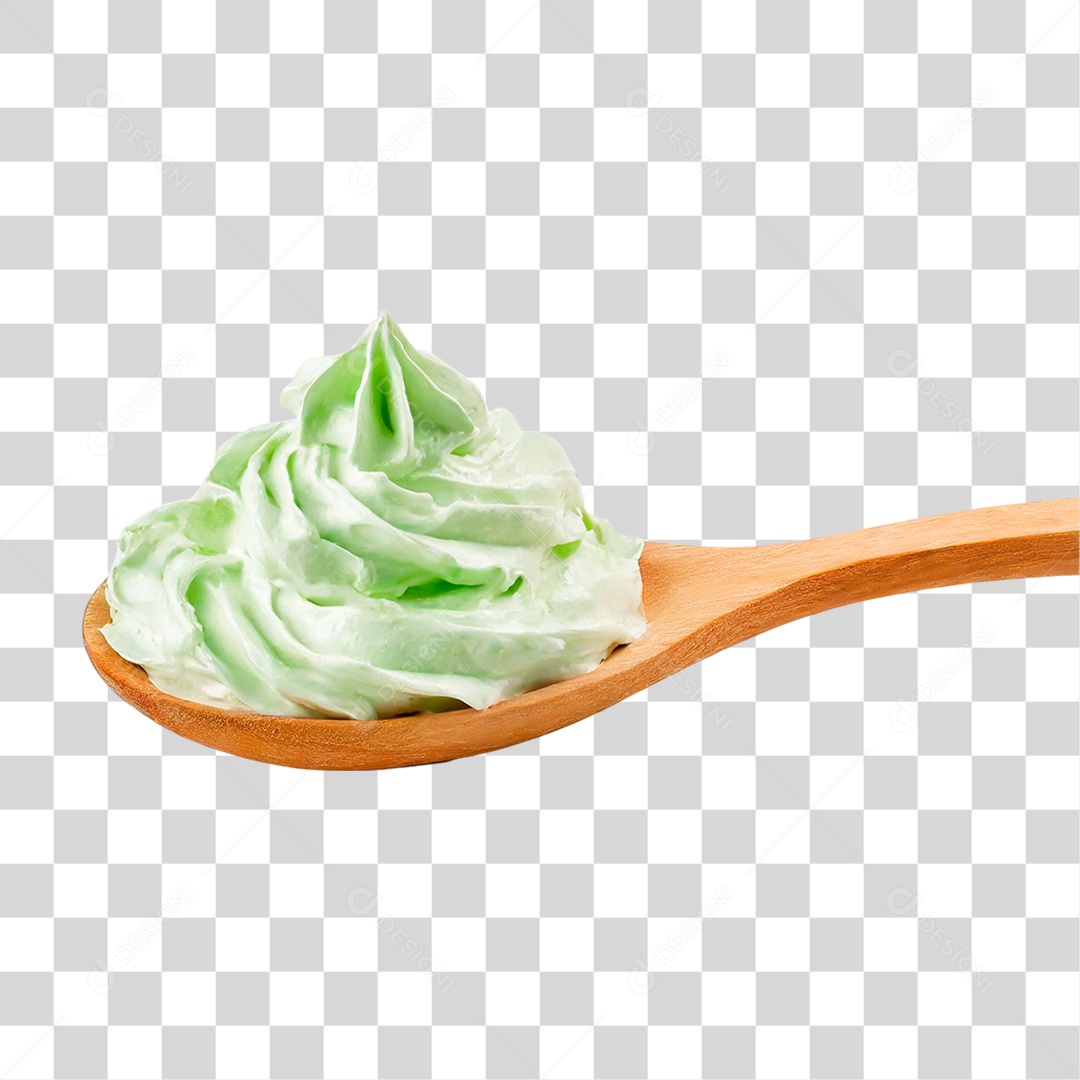 Colher com Chantilly Verde PNG Transparente