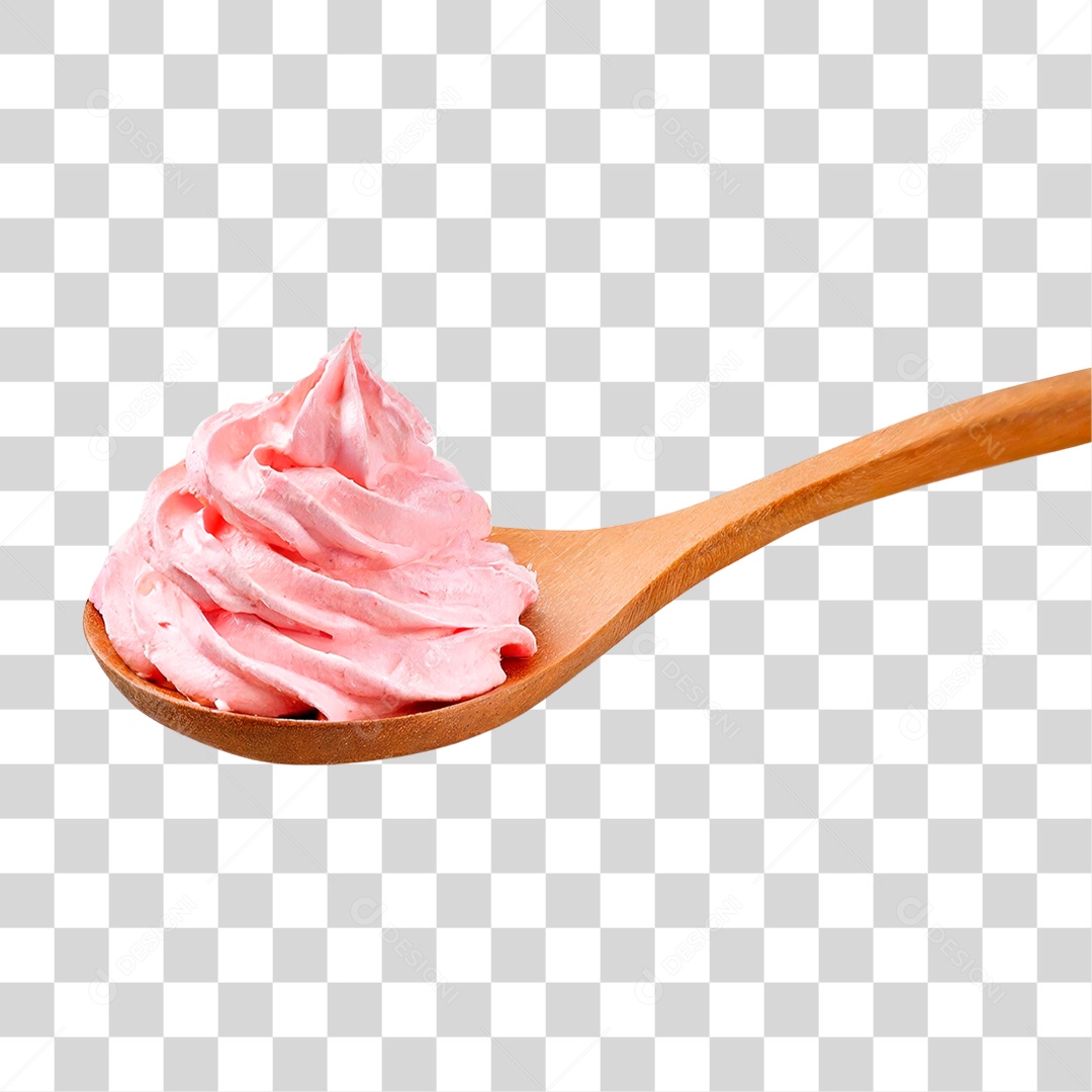 Colher com Chantilly Rosa PNG Transparente
