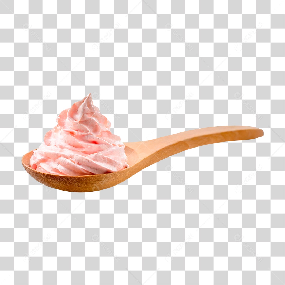 Colher com Chantilly Rosa PNG Transparente