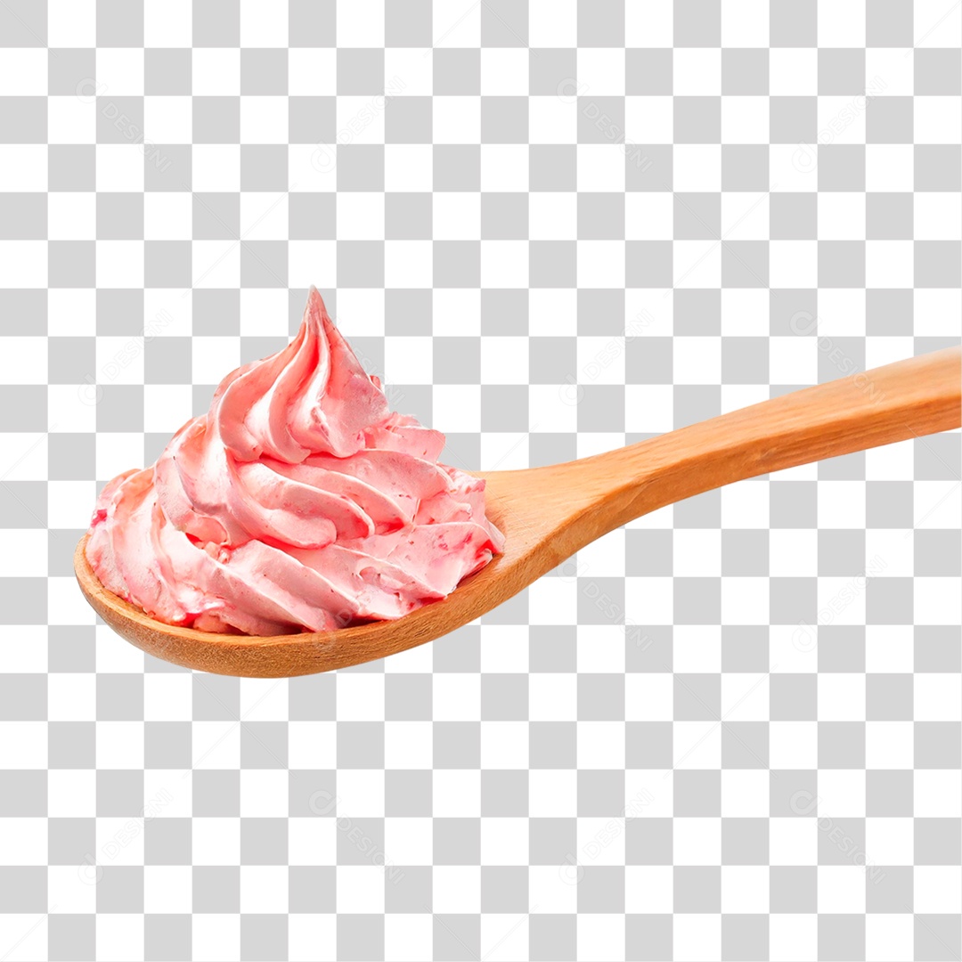 Colher com Chantilly Rosa PNG Transparente