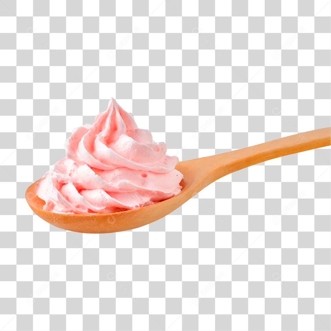 Colher com Chantilly Rosa PNG Transparente