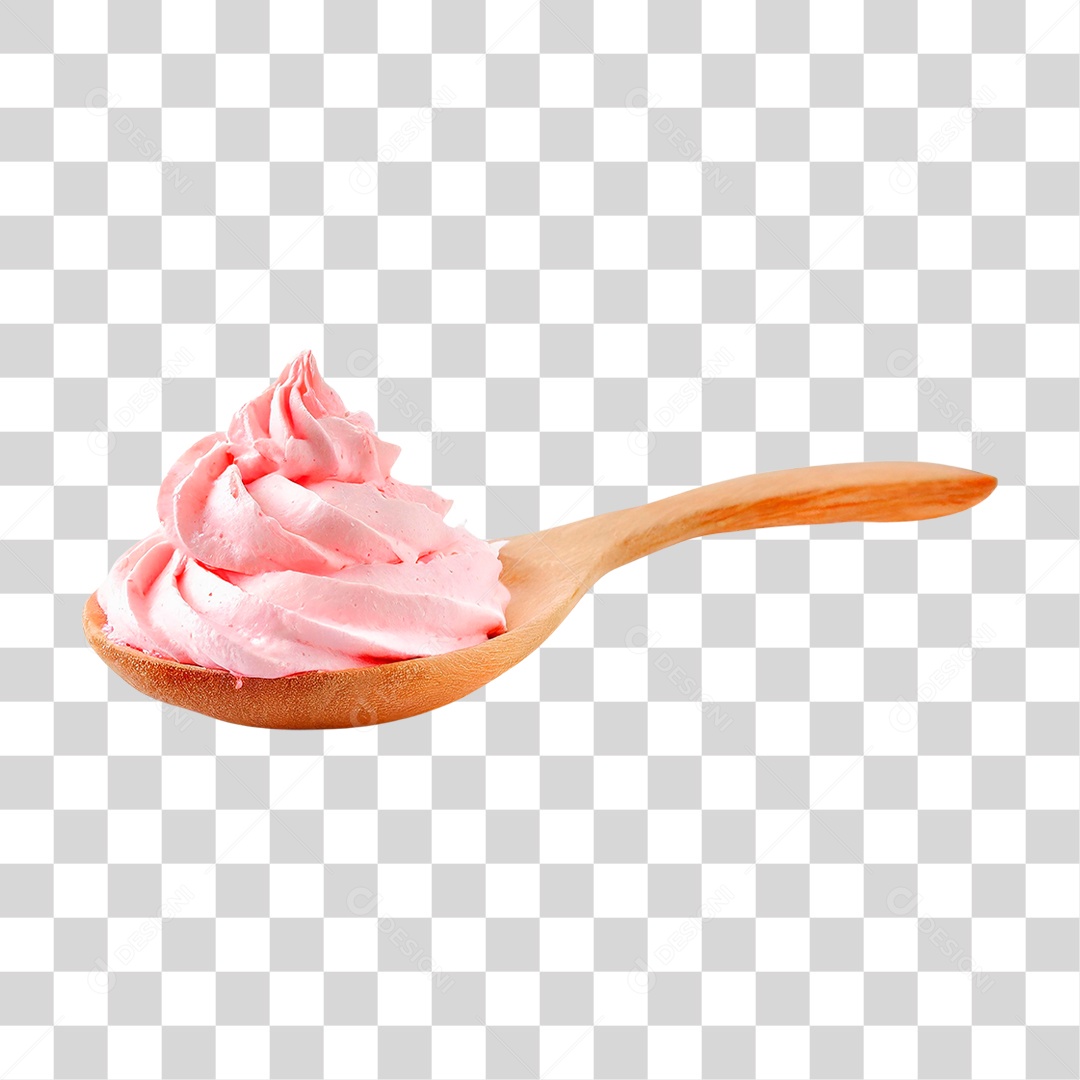 Colher com Chantilly Rosa PNG Transparente