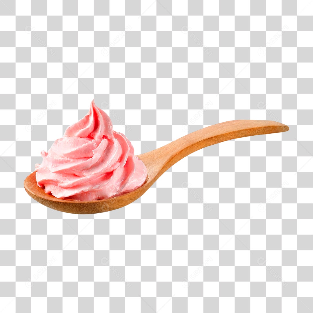 Colher com Chantilly Rosa PNG Transparente