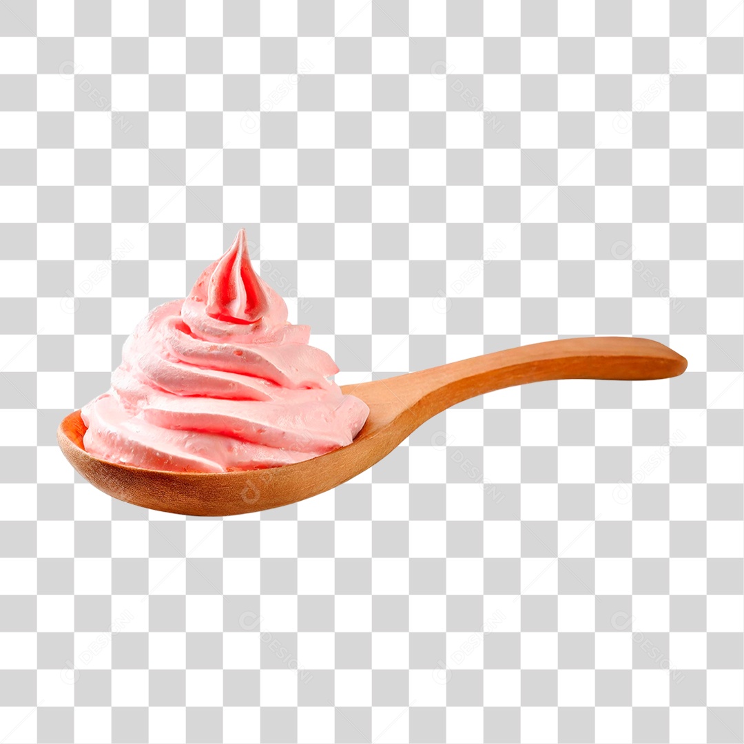 Colher com Chantilly Rosa PNG Transparente