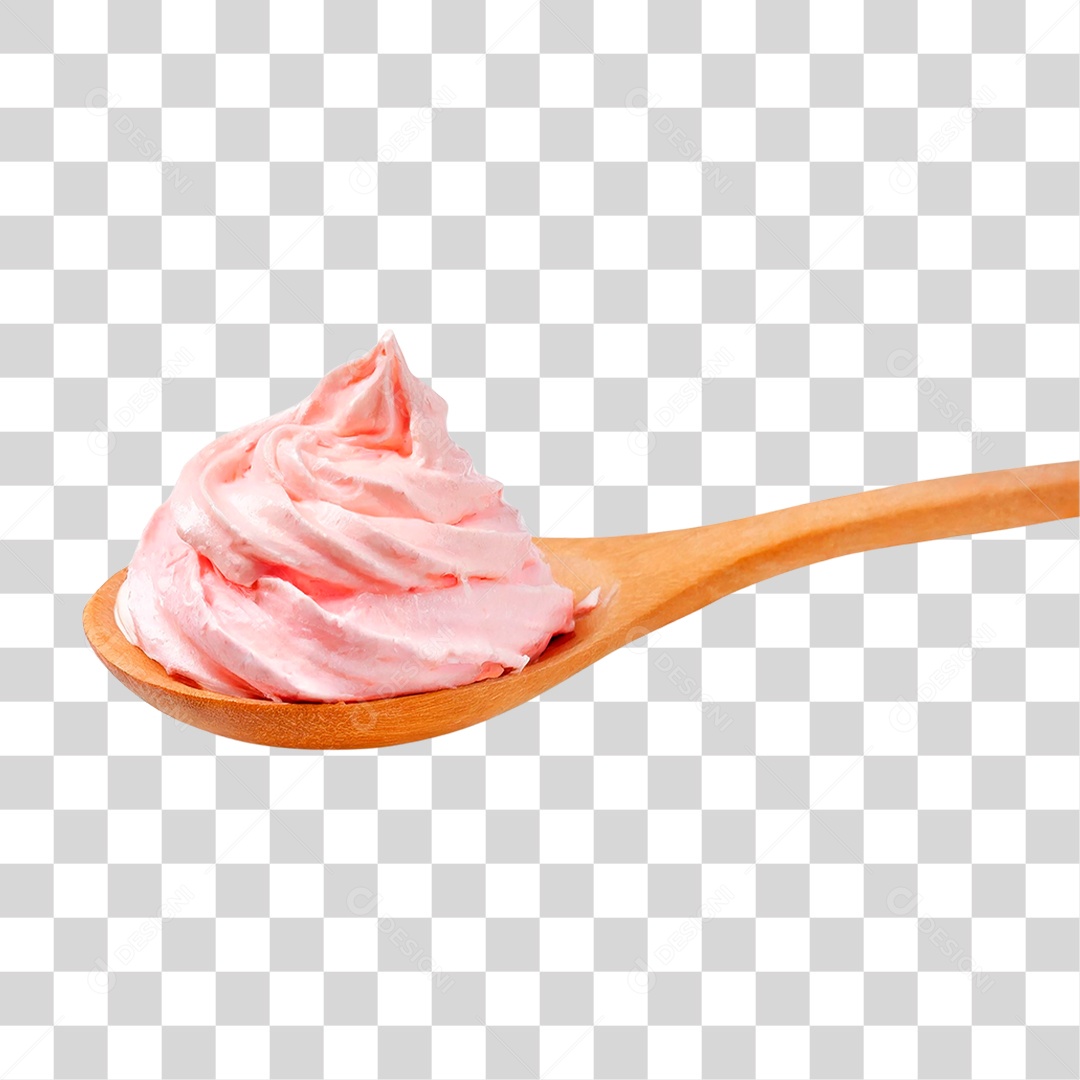 Colher com Chantilly Rosa PNG Transparente