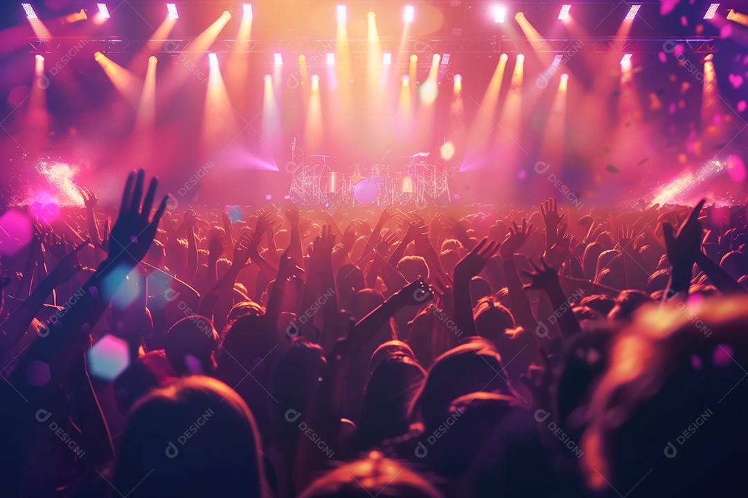 Multidão festejando luzes do palco concerto ao vivo festival de música de verão7