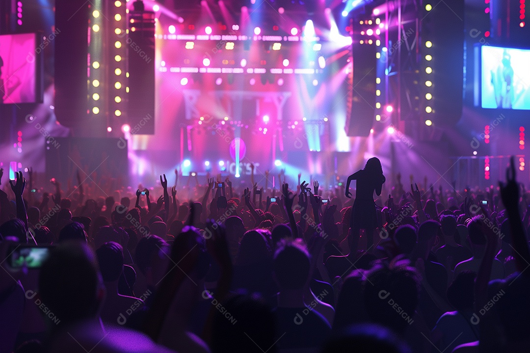 Multidão festejando luzes do palco concerto ao vivo festival de música de verão10