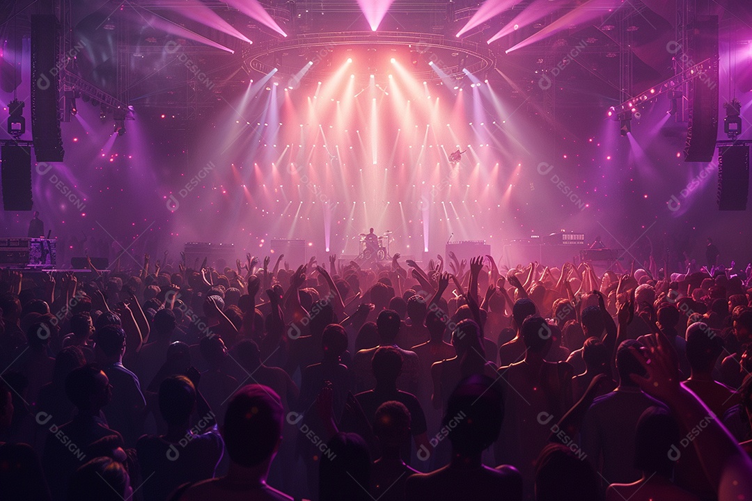 Multidão festejando luzes do palco concerto ao vivo festival de música de verão