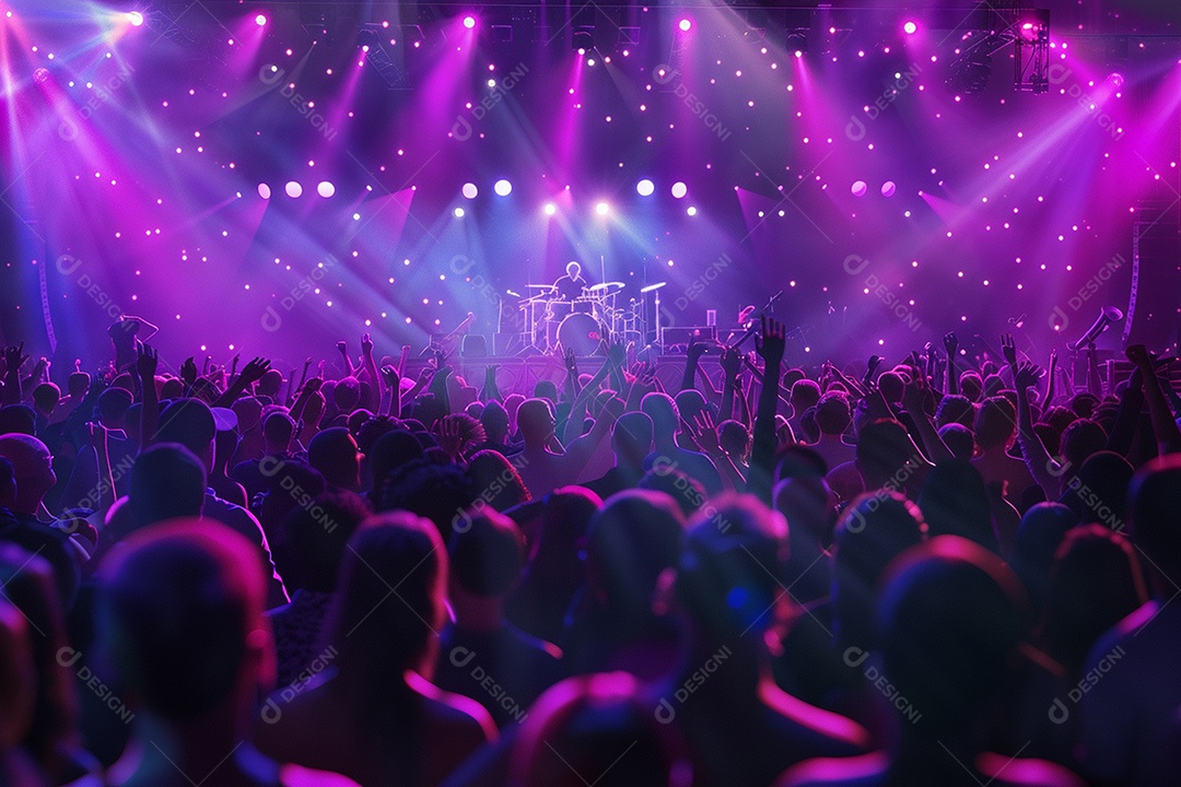 Multidão festejando luzes do palco concerto ao vivo festival de música de verão