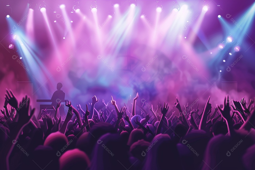 Multidão festejando luzes do palco concerto ao vivo festival de música de verão