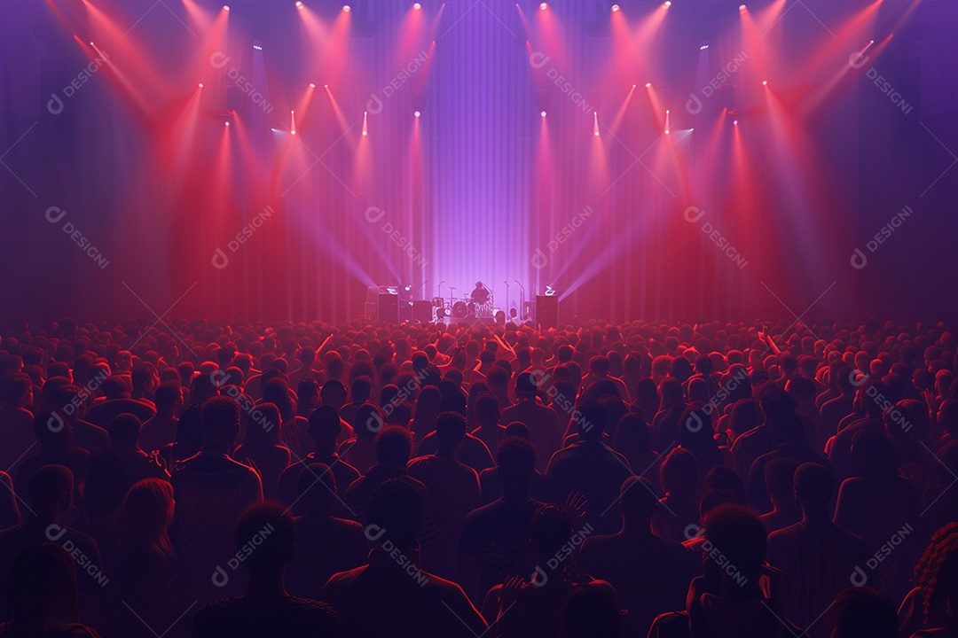 Multidão festejando luzes do palco concerto ao vivo festival de música de verão