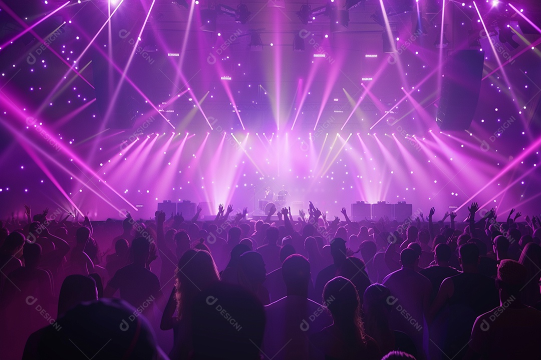 Multidão festejando luzes do palco concerto ao vivo festival de música de verão