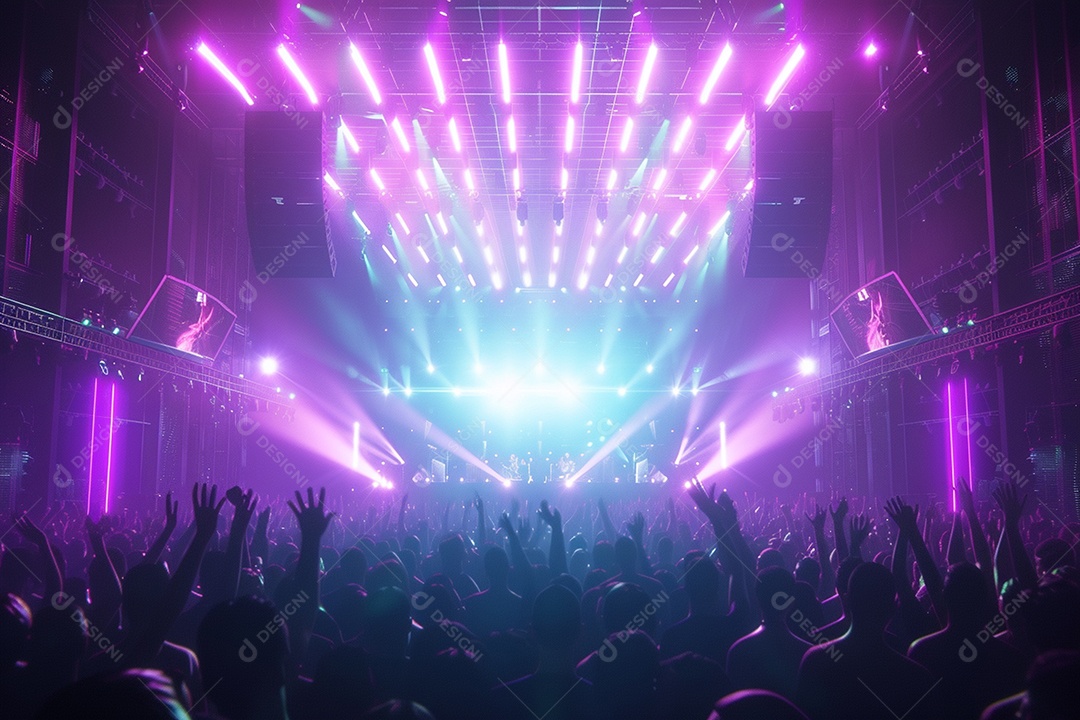 Multidão festejando luzes do palco concerto ao vivo festival de música de verão148