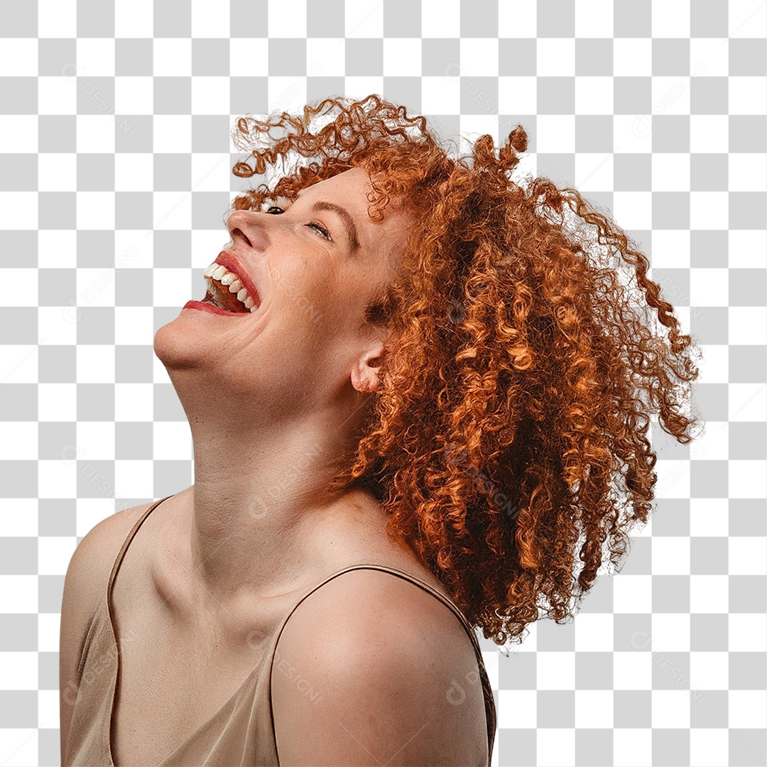 Mulher Sorrindo Ruiva Elegante PNG Transparente