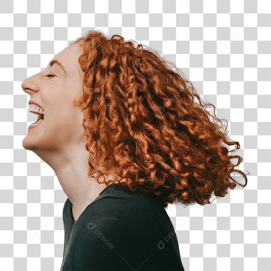 Mulher Sorrindo Ruiva Elegante PNG Transparente