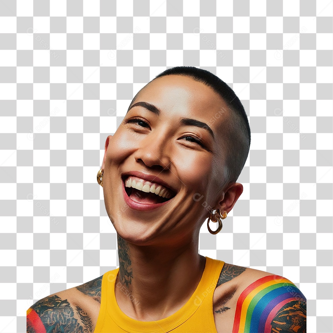 Mulher de Cabelo Curto Sorridente PNG Transparente