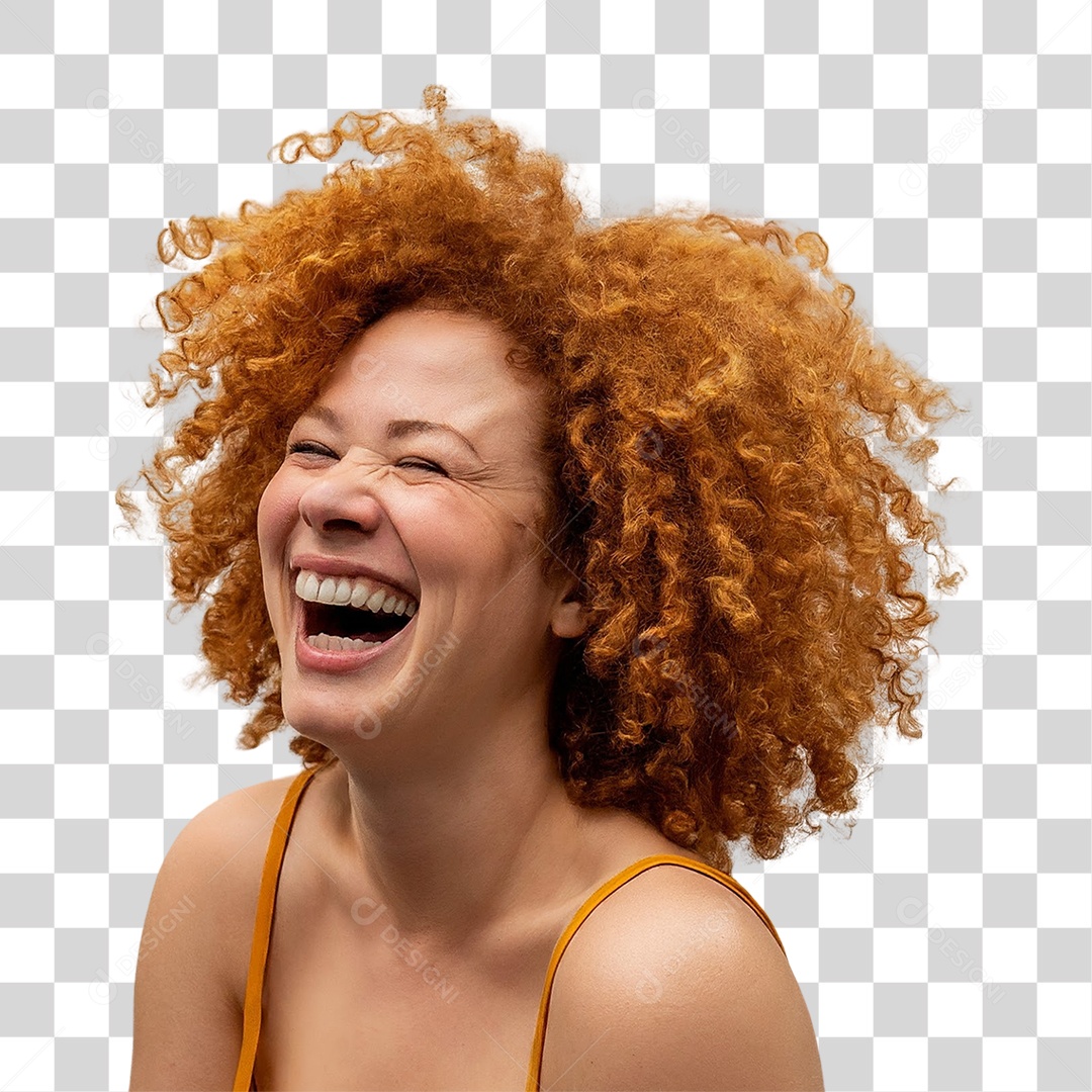 Mulher Sorrindo Ruiva Elegante PNG Transparente