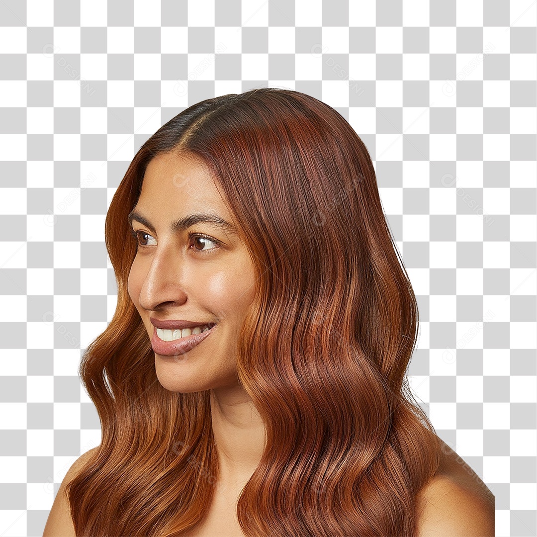 Mulher Sorrindo Ruiva Elegante PNG Transparente
