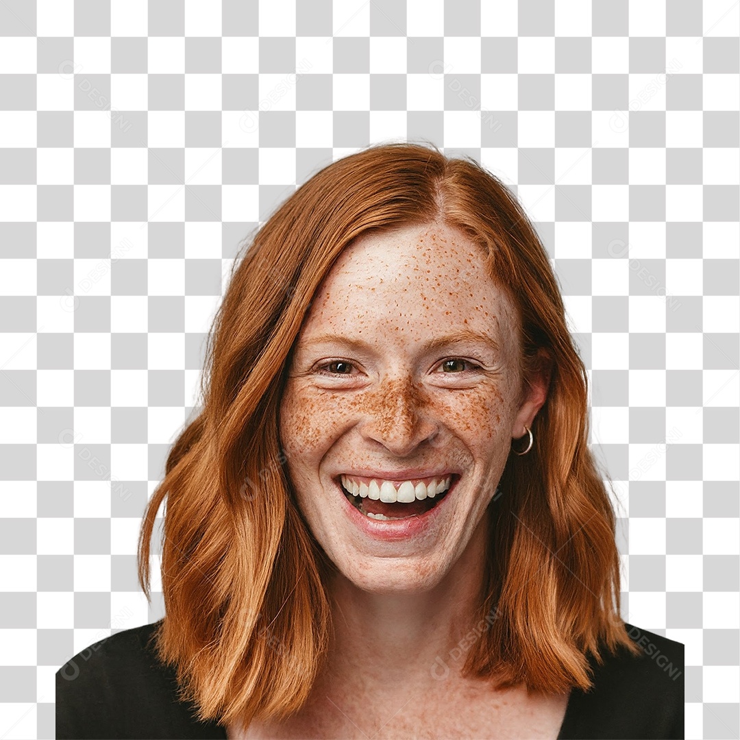 Mulher Sorrindo Ruiva Elegante PNG Transparente