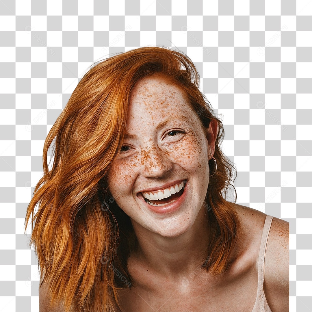 Mulher Sorrindo Ruiva Elegante PNG Transparente