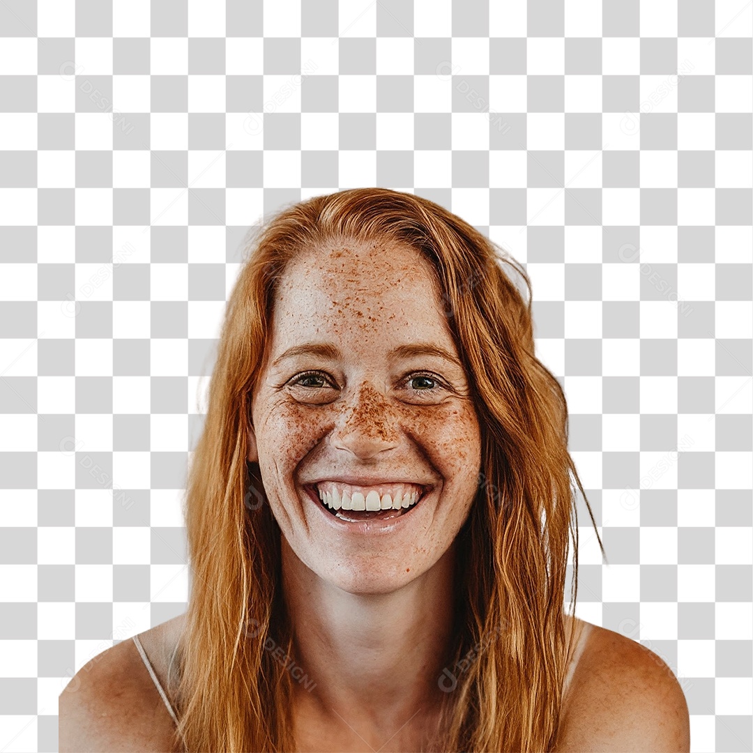 Mulher Sorrindo Ruiva Elegante PNG Transparente