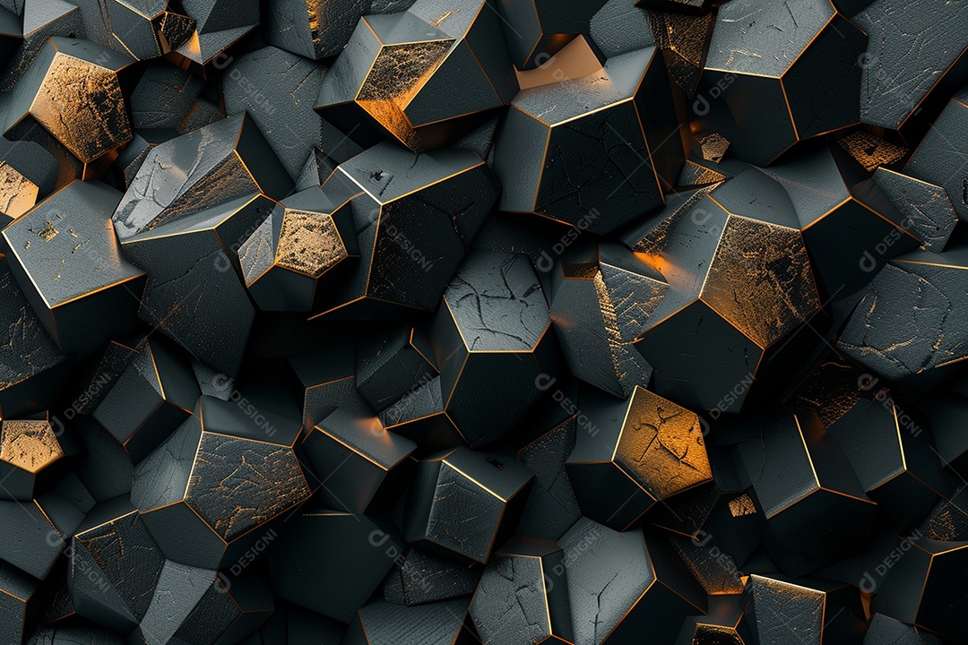 Papel de parede abstrato 3D Fundo dourado escuro tridimensional